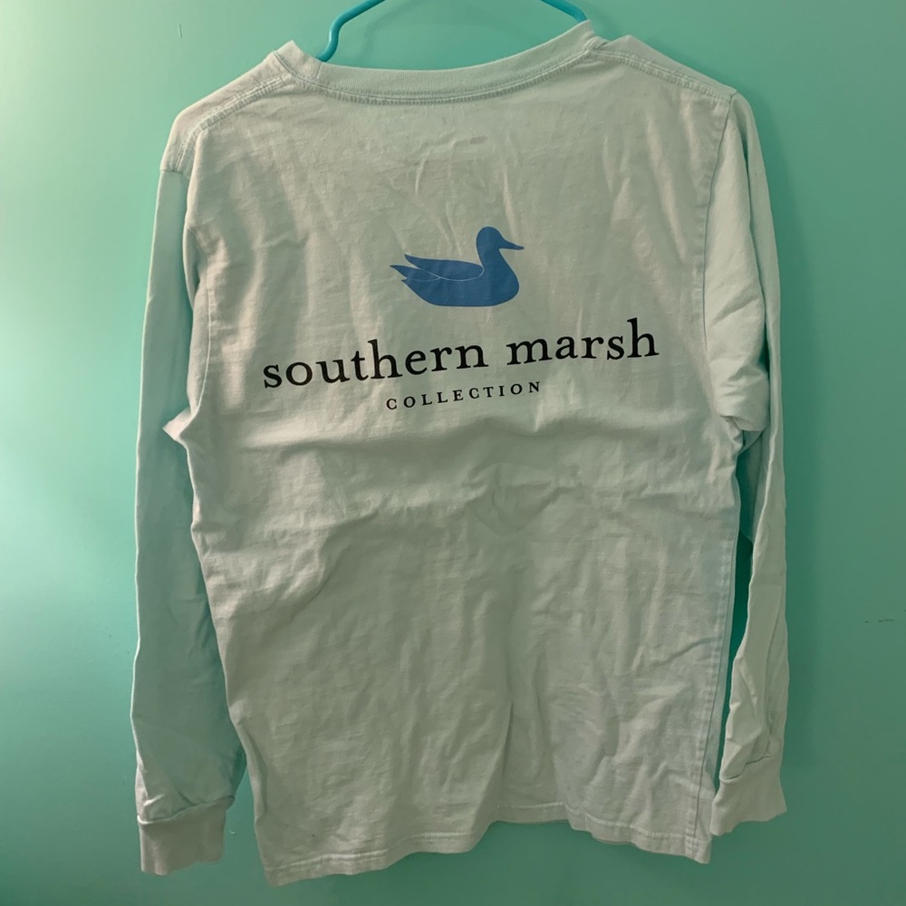Light blue southern marsh long sleeve logo tee